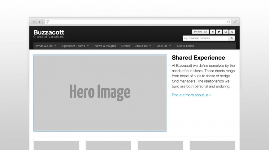 Buzzacott responsive homepage