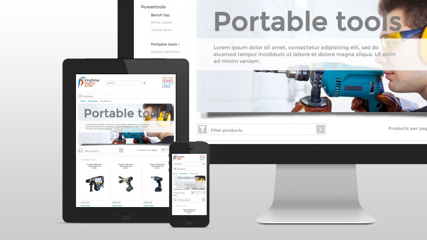 Multiple device view of the Kingfisher Sourcing homepage