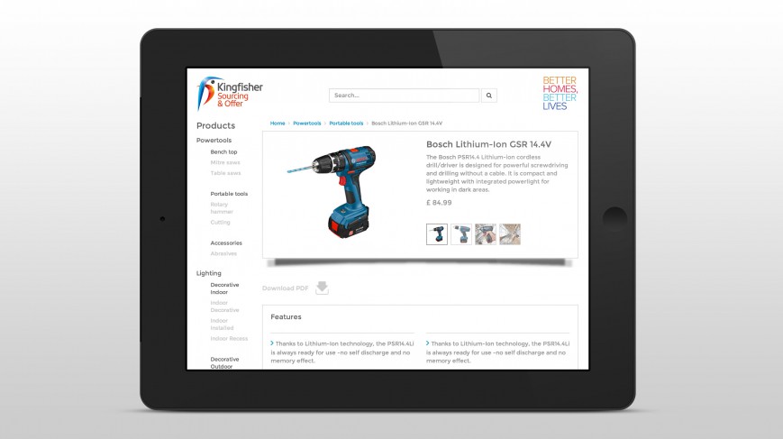 Product details page on tablet (landscape view)