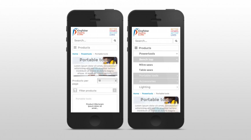 Mobile view of the Kingfisher Sourcing product listing page